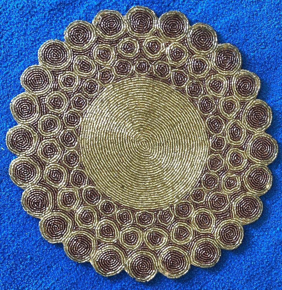 Lixra Golden Beaded Handcrafted Sequin Placemat