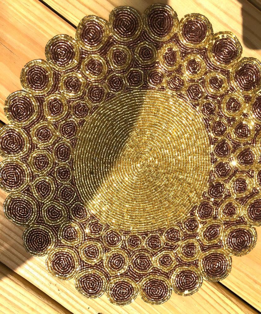 Lixra Golden Beaded Handcrafted Sequin Placemat