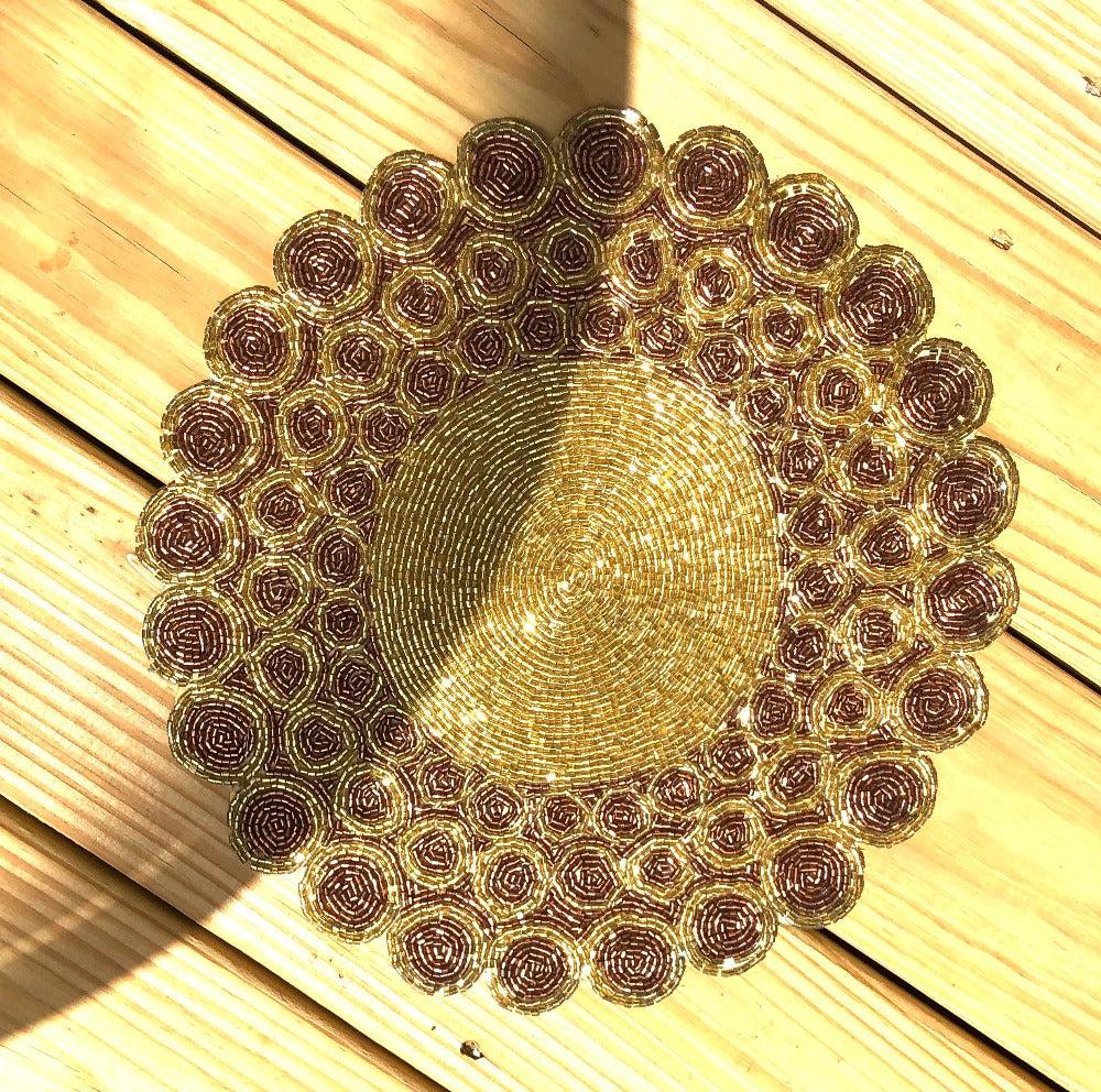 lixra Golden Beaded Handcrafted Sequin Placemat