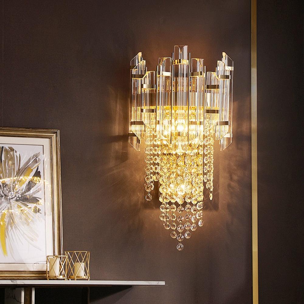 Lixra Golden Crystal Wall Sconce