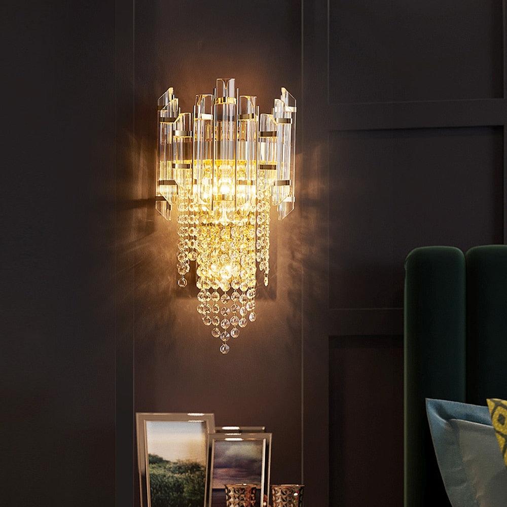 Lixra Golden Crystal Wall Sconce