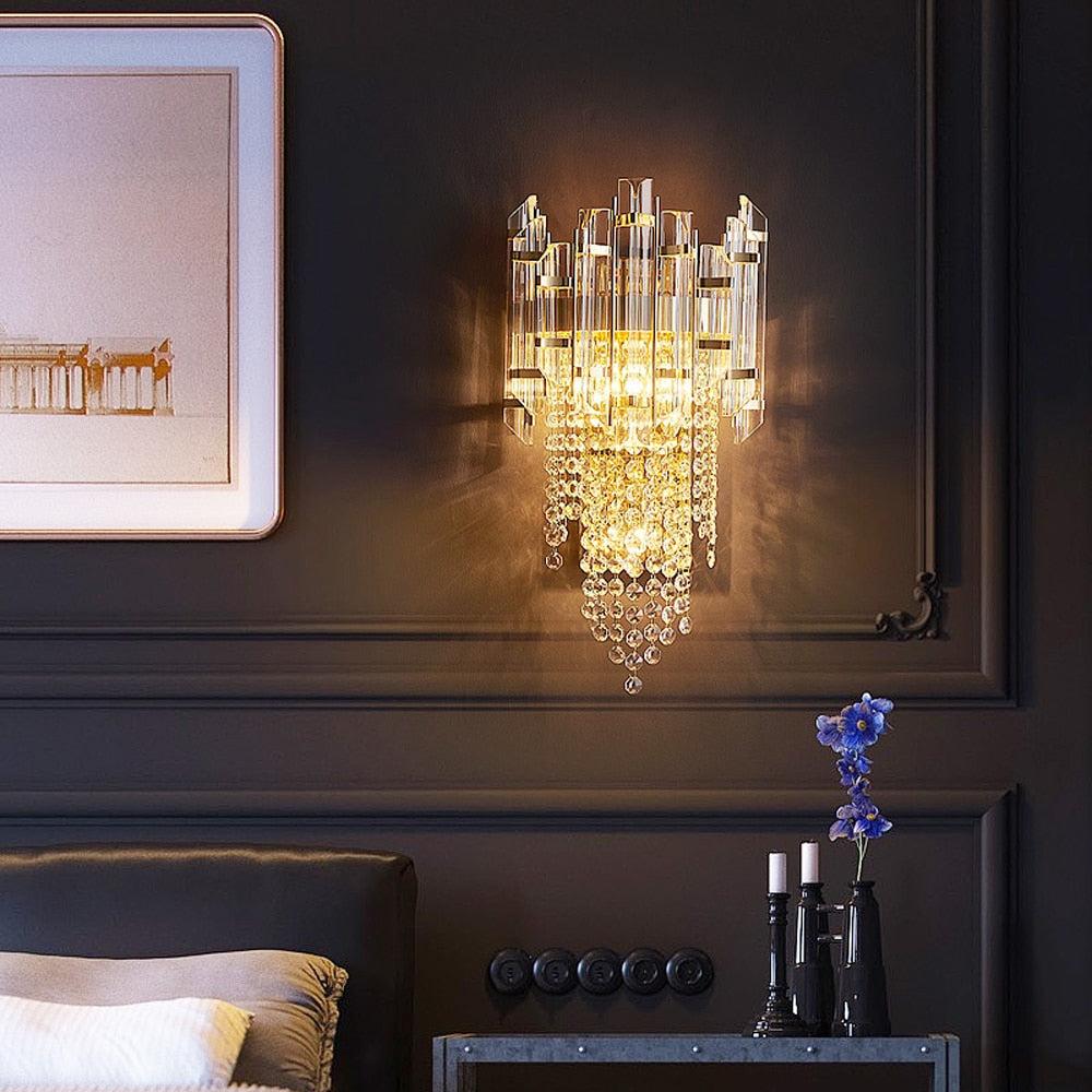 Lixra Golden Crystal Wall Sconce