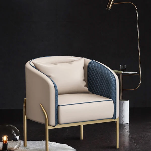 Lixra Golden Elegance Tufted Leather Accent Chair