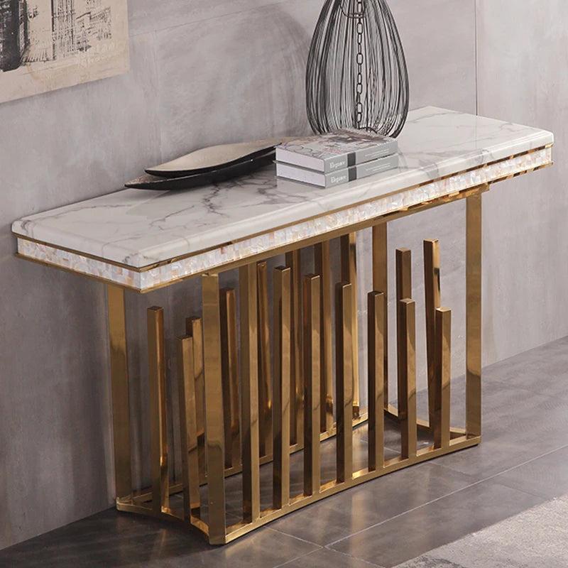 Lixra Golden Finish Accent Table For Living Room