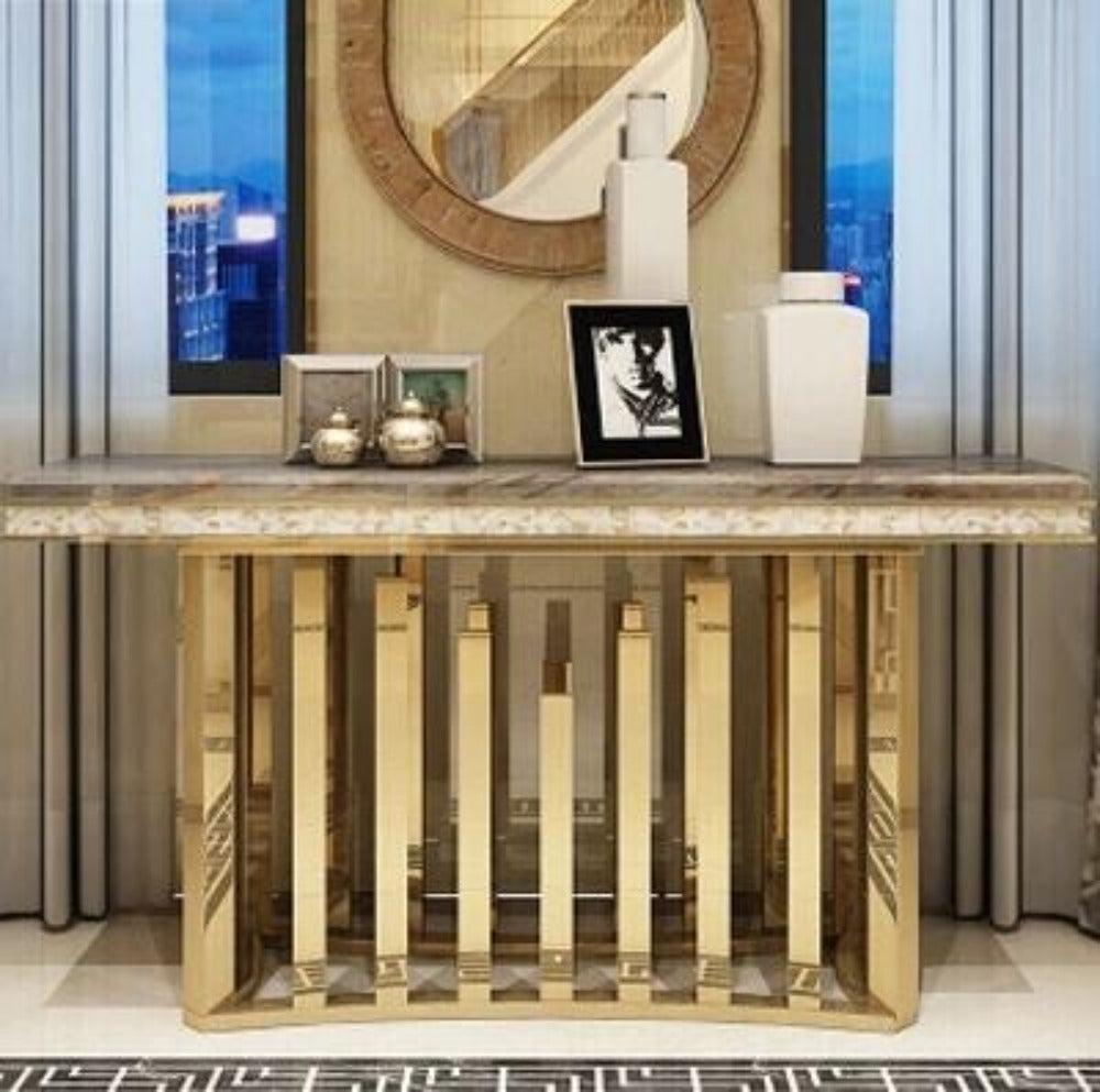 Lixra Golden Finish Accent Table For Living Room