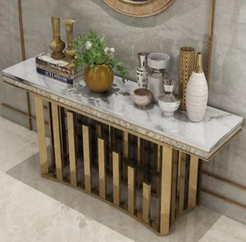 Lixra Golden Finish Accent Table For Living Room
