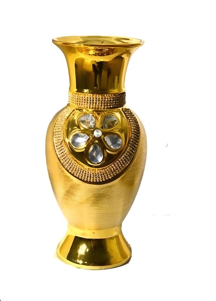 Lixra Golden Finish Ceramic Embedded Flower Vase