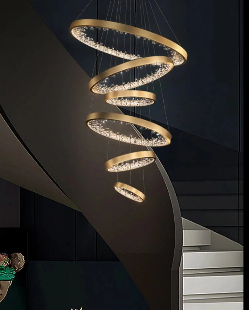 Lixra Golden Finish Crystal Clear Pendant Light