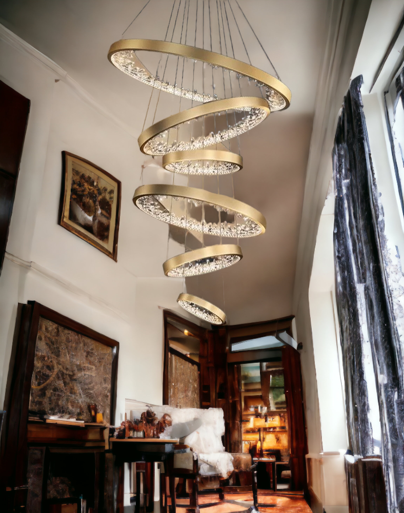 lixra Golden Finish Crystal Clear Pendant Light