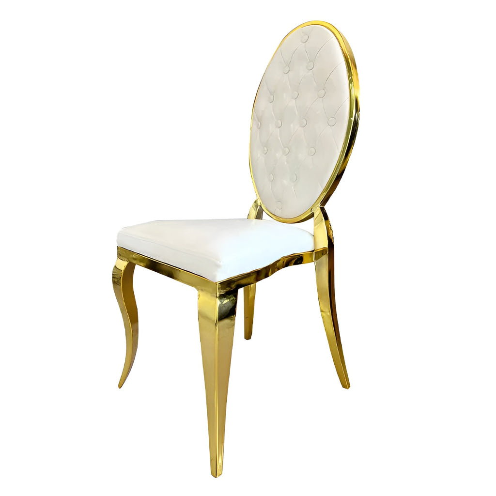 Lixra Golden Finish Leather Dining Chairs Set