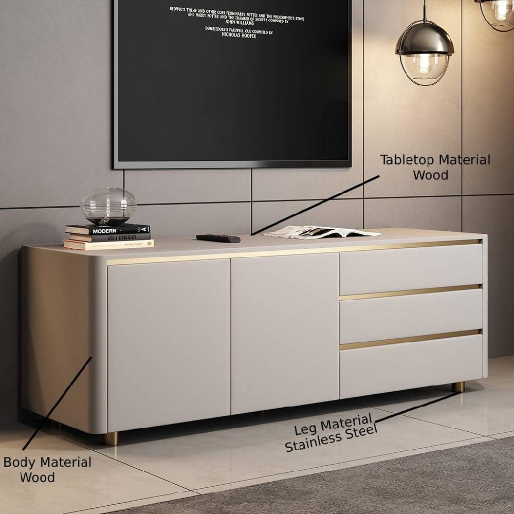 Lixra Golden Finish Modern TV Stand With Storage