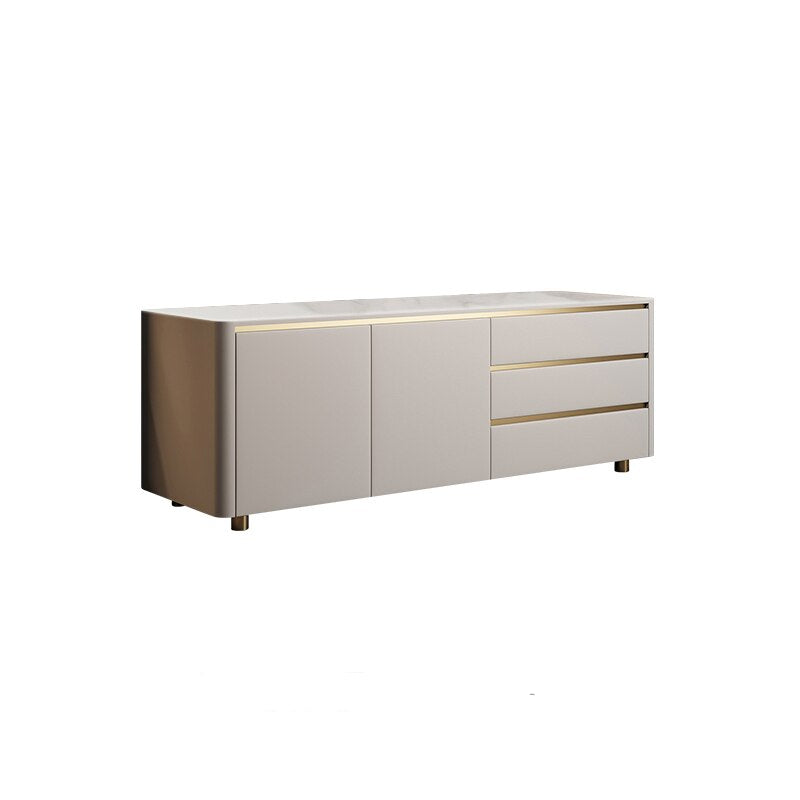 Lixra Golden Finish Modern TV Stand With Storage