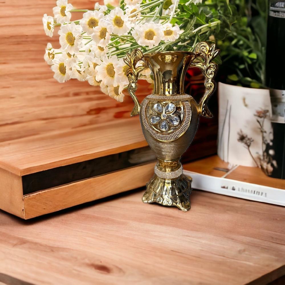lixra Golden Finish Trophy Style Flower Vase