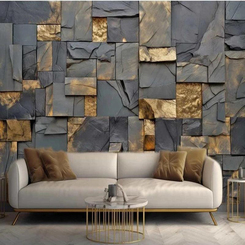 Lixra Golden Leaf Rock 3D-Art Wallpaper