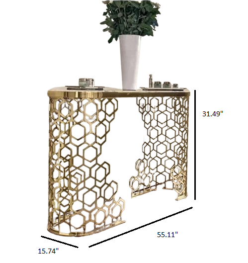 Lixra Golden Metallic Base Accent Table