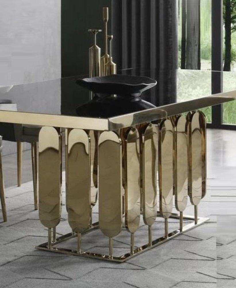 Lixra Golden Metallic Black Dining Table