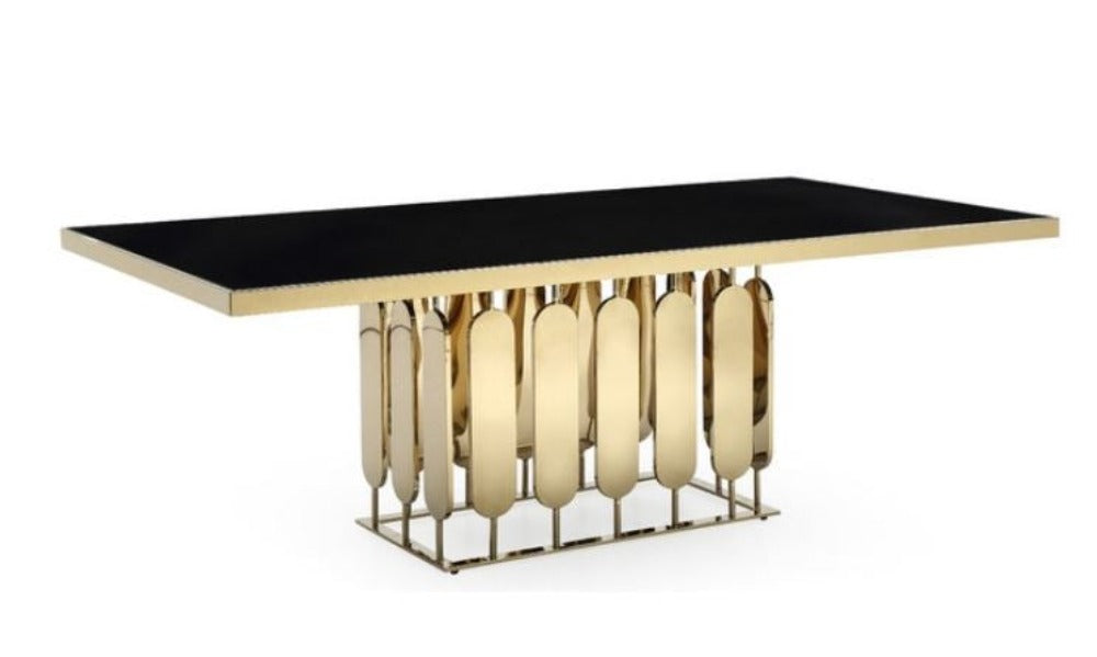 lixra Golden Metallic Black Dining Table