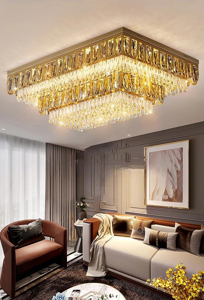 Lixra Golden Rectangle LED Crystal Mount Light