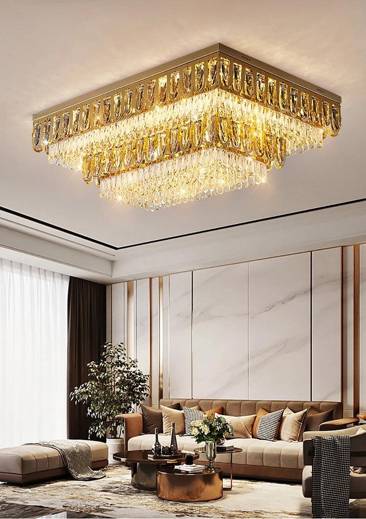 Lixra Golden Rectangle LED Crystal Mount Light