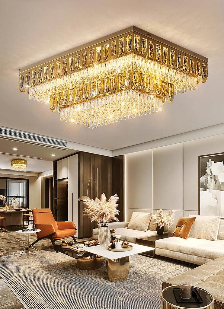 Lixra Golden Rectangle LED Crystal Mount Light