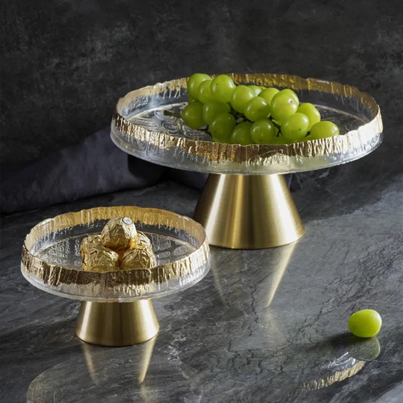 Lixra Golden Sculpted Glass Fruit Bowl