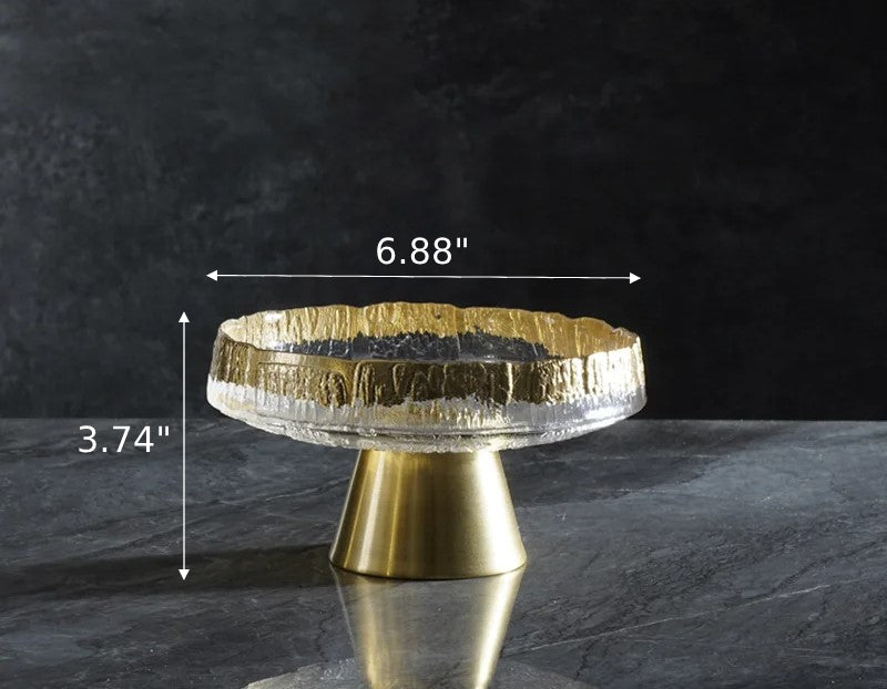 lixra Golden Sculpted Glass Fruit Bowl