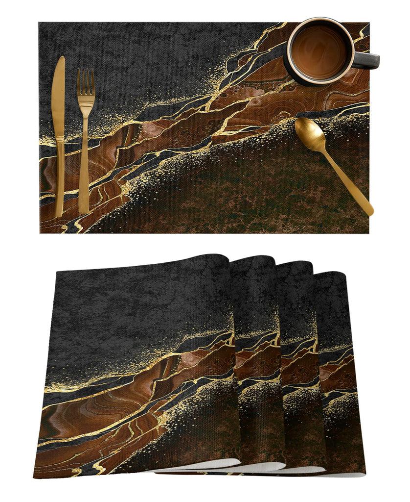 Lixra Golden-Touched Black Marble Style Placemats
