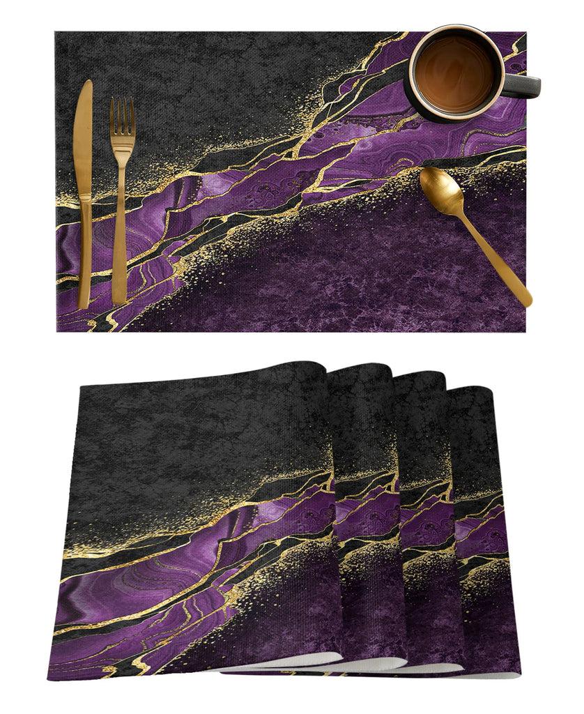 Lixra Golden-Touched Black Marble Style Placemats