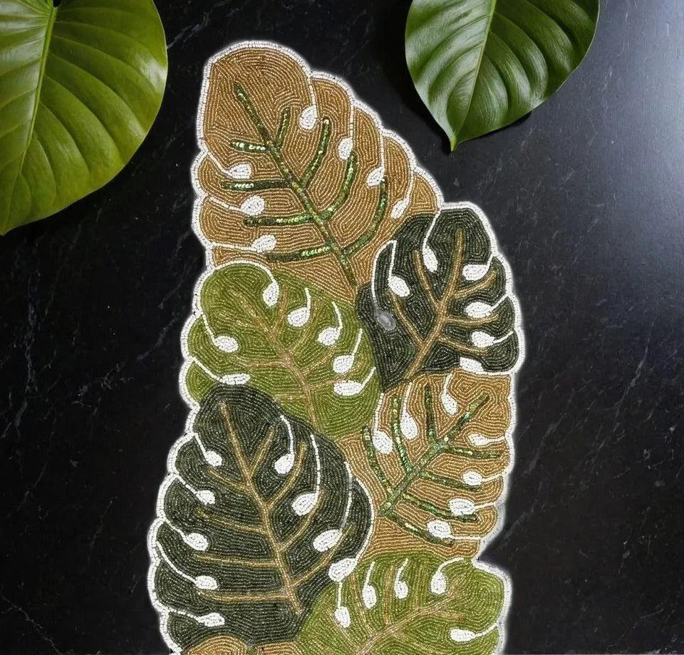 Lixra Green Leaf Design Table Runner