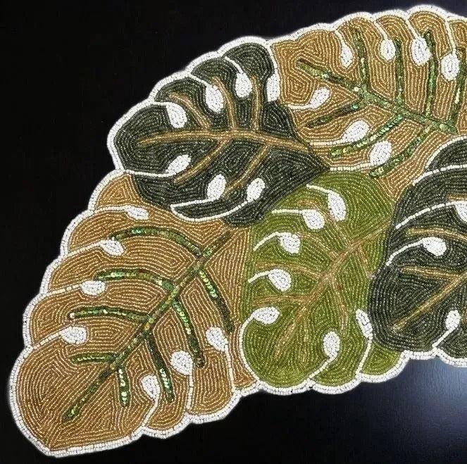 Lixra Green Leaf Design Table Runner