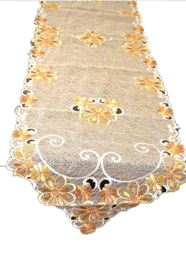 Lixra Handcrafted Floral Embroidered Table Runner