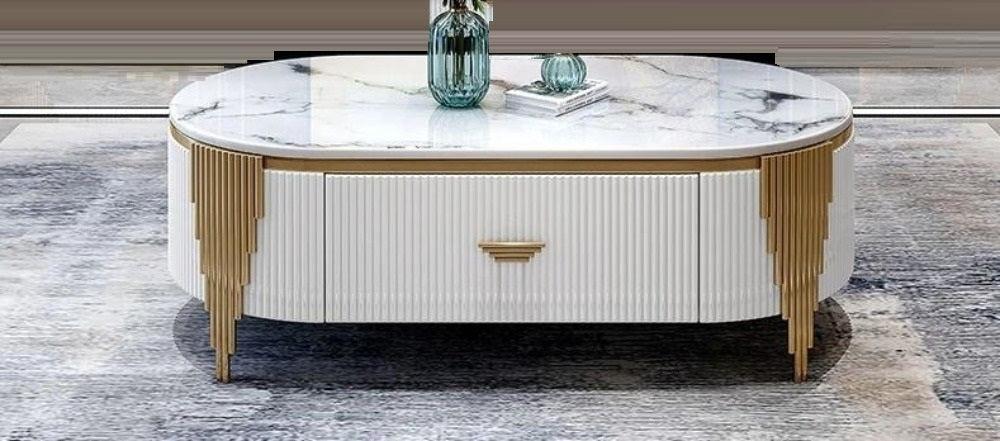 Lixra Handcrafted Wooden Marble Coffee Table