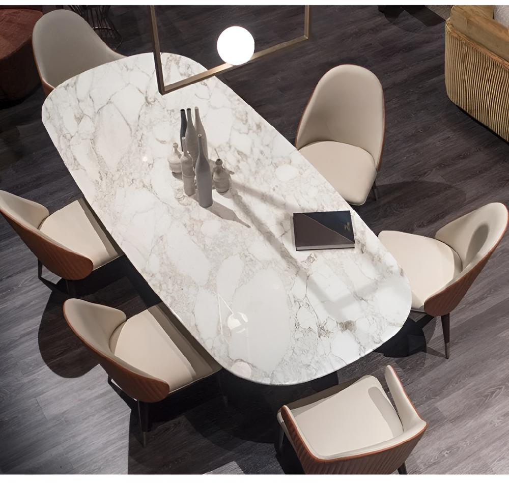 Lixra High-Defined Marble Dining Table Set