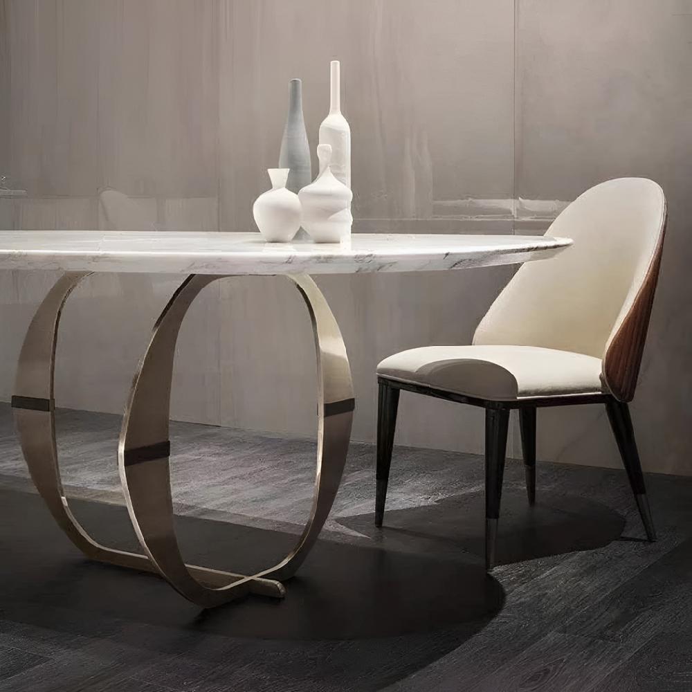 Lixra High-Defined Marble Dining Table Set