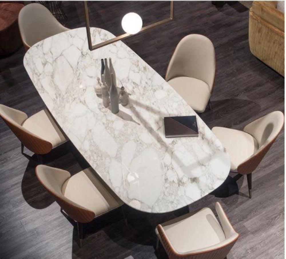 Lixra High Defined Marble-Top Dining Table Set
