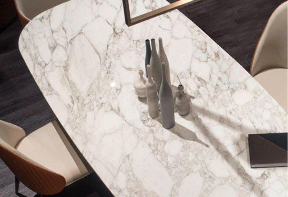 Lixra High Defined Marble-Top Dining Table Set
