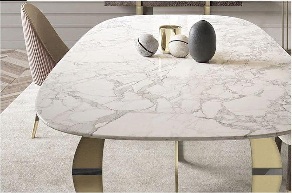 Lixra High Defined Marble-Top Dining Table Set
