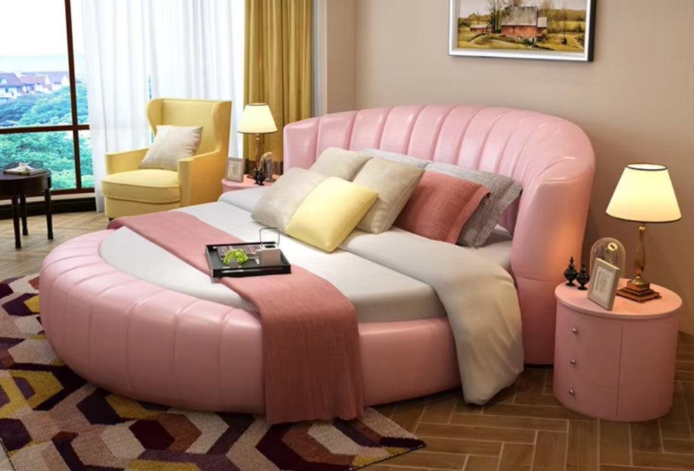 Lixra Home Comfort Modern Leather Round Bed