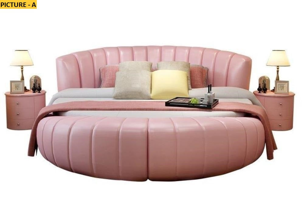Lixra Home Comfort Modern Leather Round Bed