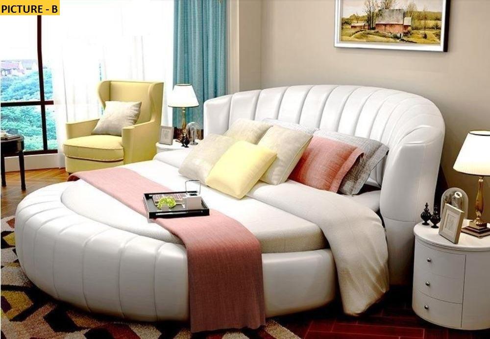 Lixra Home Comfort Modern Leather Round Bed