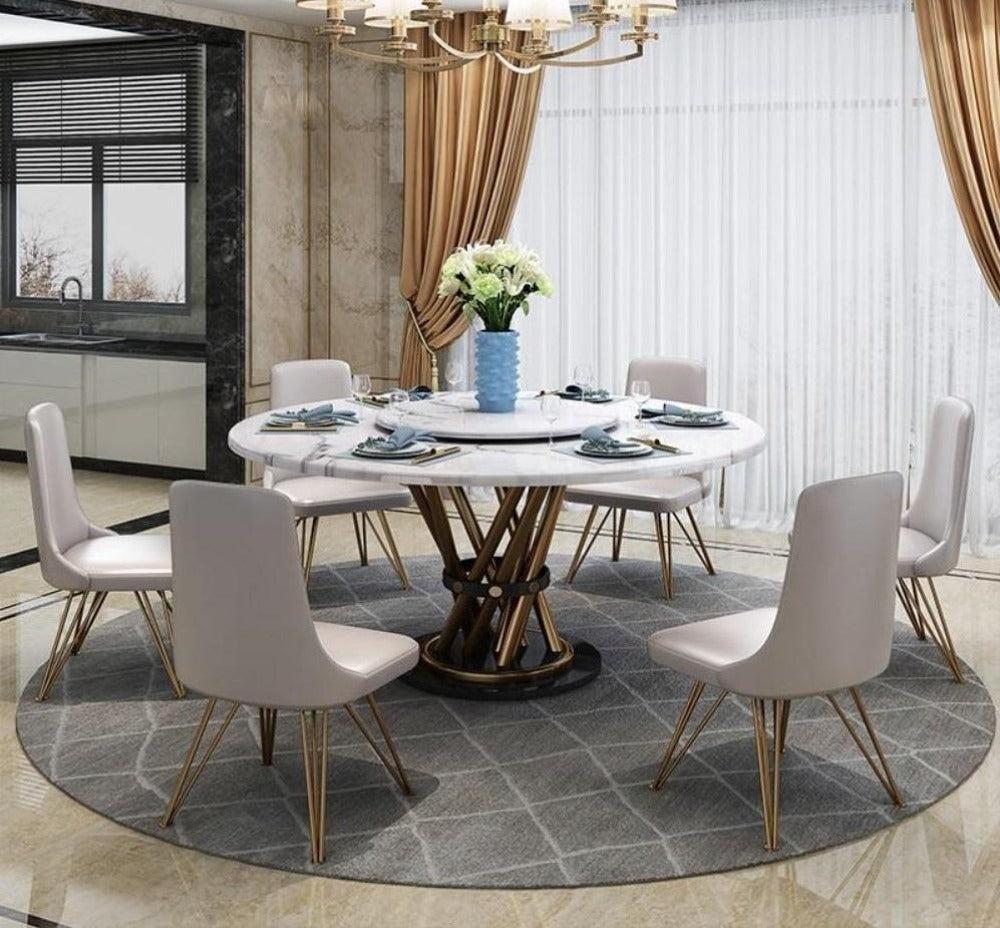 Lixra Home Delight Marble Dining Table Set