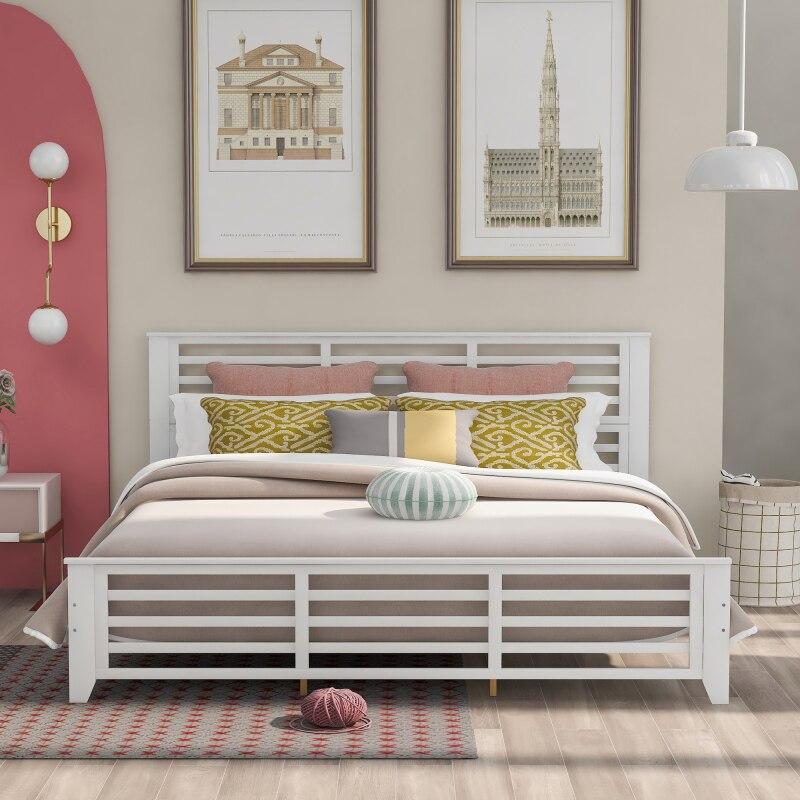 Lixra Horizontal Bar Hollow Platform Bed King Size