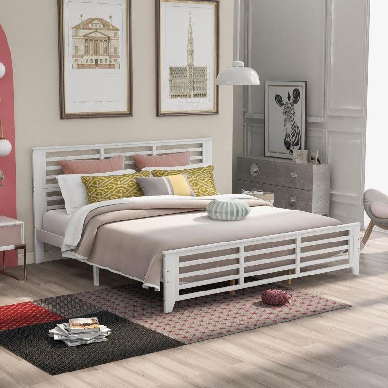 lixra Horizontal Bar Hollow Platform Bed King Size