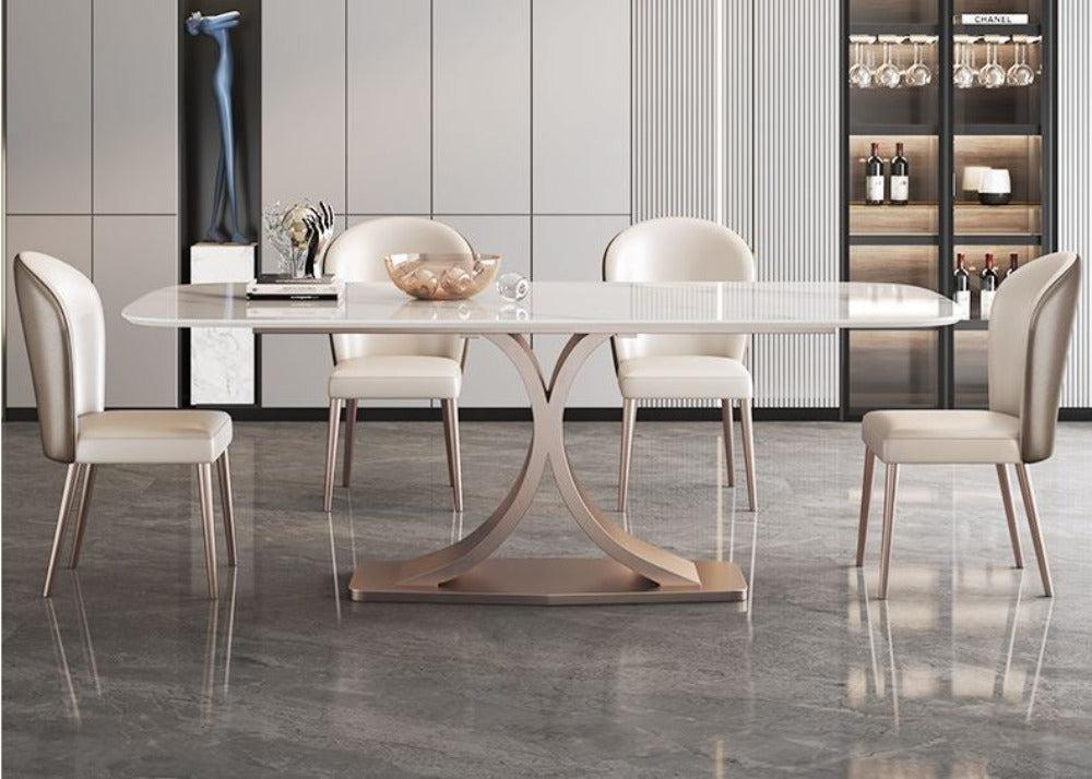 lixra Illuminating Indoor Marble Dining Table Set