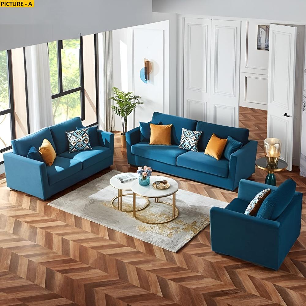 Lixra Imperial Modernistic Velvet Fabric Sofa Set