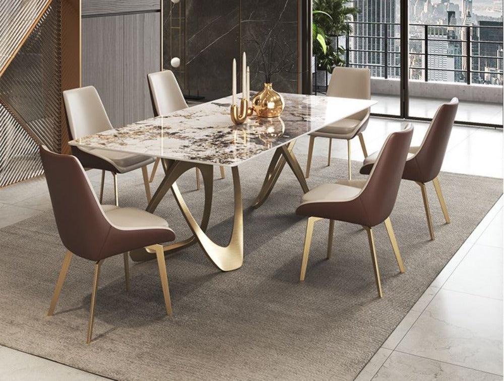 Lixra Incredible Look Marble Dining Table Set