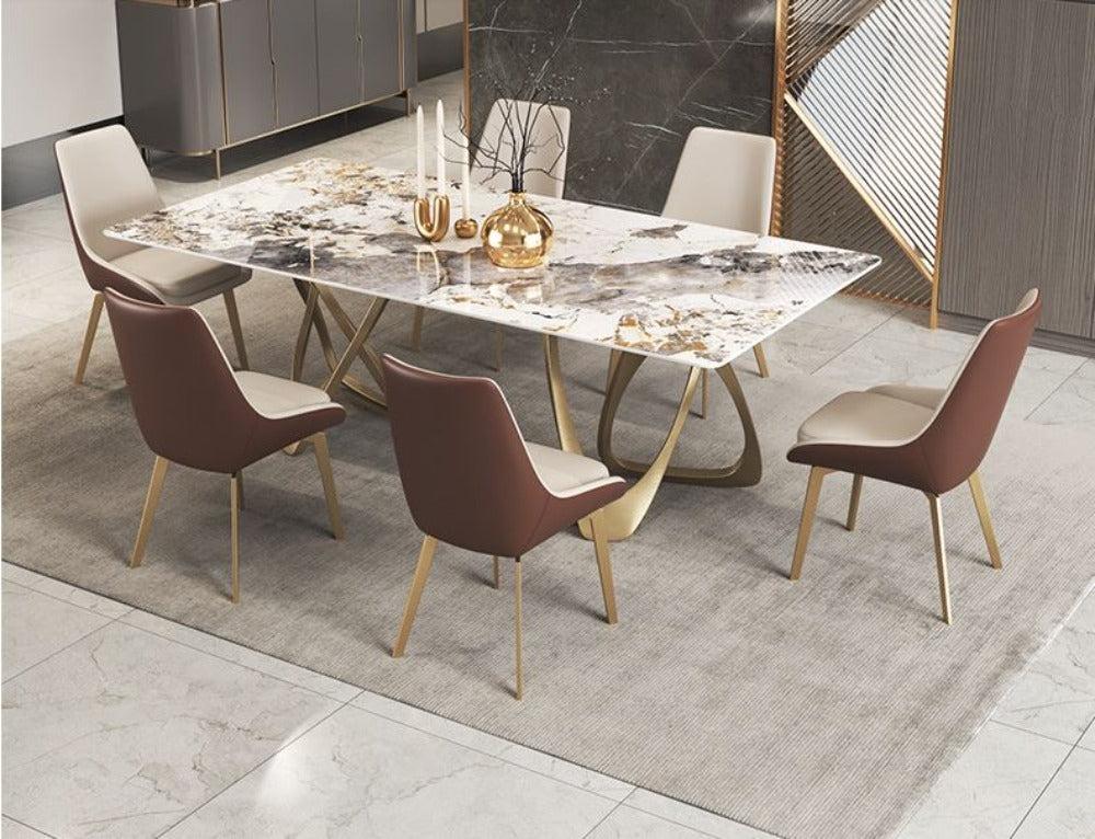 Lixra Incredible Look Marble Dining Table Set