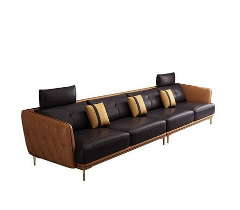 Lixra Indoor 4-Seater Leather Sofa With Stool