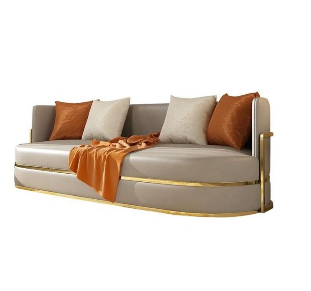 lixra Indoor Glossy 3-Seater Leather Sofa
