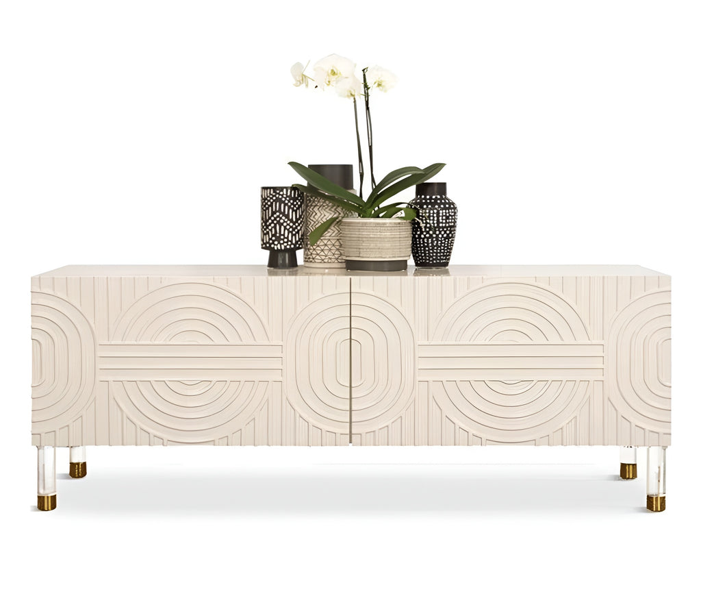Lixra Italian Carved Wooden Modern Buffet Table